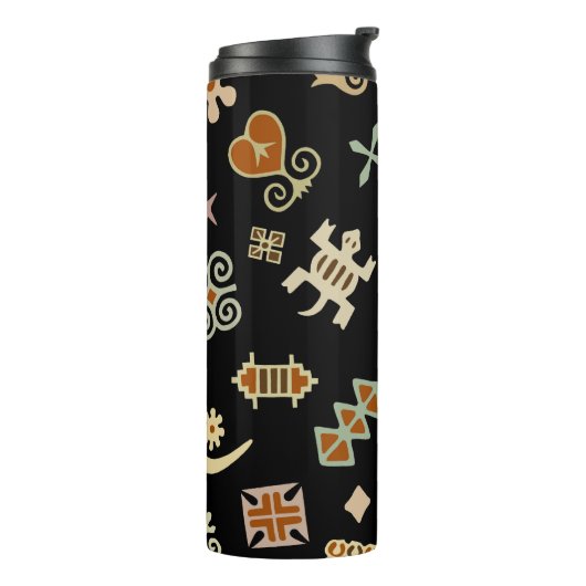 Afrikaanse Adinkra-symbolen Thermosbeker (Gedraaid links)