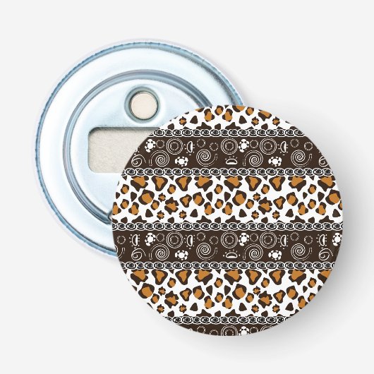 Afrikaanse afdruk met een cheetah-huidpatroon button flesopener (Voorkant)