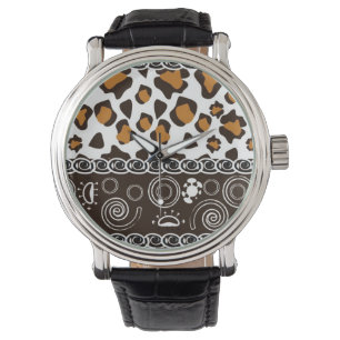 Afrikaanse afdruk met een cheetah-huidpatroon horloge