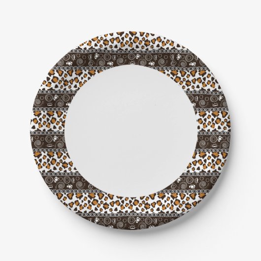 Afrikaanse afdruk met een cheetah-huidpatroon papieren bordje (Voorkant)