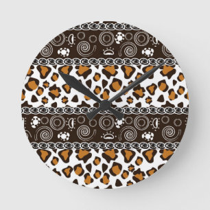 Afrikaanse afdruk met een cheetah-huidpatroon ronde klok