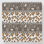 Afrikaanse afdruk met een cheetah-huidpatroon stenen onderzetter (Voorkant)