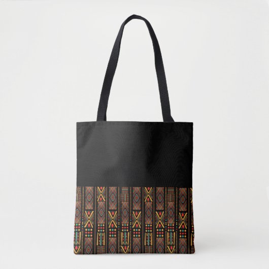 Afrikaanse afdruk met zwarte achtergrond-Canvas ta Tote Bag (Voorkant)
