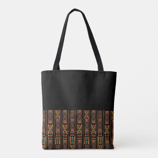 Afrikaanse afdruk met zwarte achtergrond-Canvas ta Tote Bag (Achterkant)