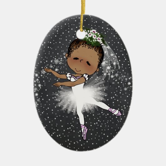 Afrikaanse American Ballerina kerstornament Keramisch Ornament (Voorkant)