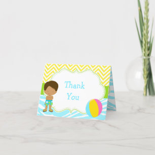 Afrikaanse American Boy Pool Party Basparty Bedankkaart