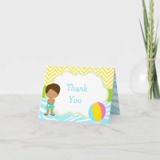 Afrikaanse American Boy Pool Party Basparty Bedankkaart (Voorkant)