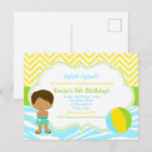 Afrikaanse American Boy Pool Party Basparty Briefkaart (Voorkant / Achterkant)