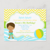 Afrikaanse American Boy Pool Party Basparty Briefkaart (Voorkant)