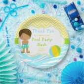 Afrikaanse American Boy Pool Party Basparty Papieren Bordje (Feest)