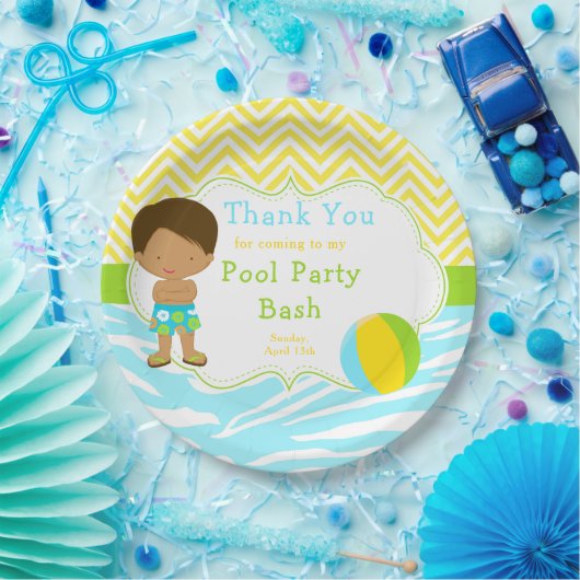 Afrikaanse American Boy Pool Party Basparty Papieren Bordje (Feest)