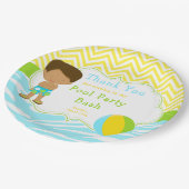 Afrikaanse American Boy Pool Party Basparty Papieren Bordje (Gekanteld)