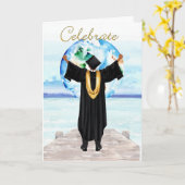 Afrikaanse American Boy's Afstuderen Card Kaart (Gele Bloem)