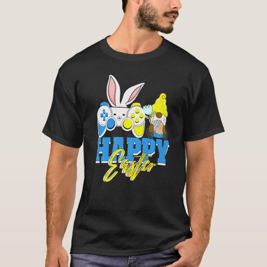 Afrikaanse American Easter Gnome Gamer Bunny Gamin T-shirt (Voorkant)