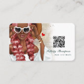 Afrikaanse American Hair Stylist QR Code Business  Visitekaartje (Voorkant)