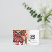 Afrikaanse American Hair Stylist QR Code Business  Visitekaartje (Staand voorkant)