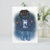 Afrikaanse American Pisces Zodiac Sign Birthday Pa Kaart (Staand voorkant)