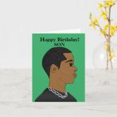 Afrikaanse American Son Birthday Card Kaart (Gele Bloem)