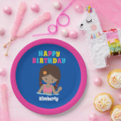 Afrikaanse American Swimming Girl Pool Party Birth Papieren Bordje (Feest)