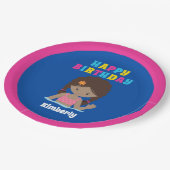 Afrikaanse American Swimming Girl Pool Party Birth Papieren Bordje (Gekanteld)