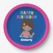 Afrikaanse American Swimming Girl Pool Party Birth Papieren Bordje (Voorkant)