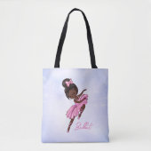 Afrikaanse Amerika Ballerina Paarse Ballet Dance Tote Bag (Voorkant)