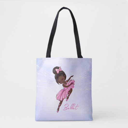 Afrikaanse Amerika Ballerina Paarse Ballet Dance Tote Bag (Voorkant)