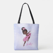 Afrikaanse Amerika Ballerina Paarse Ballet Dance Tote Bag (Achterkant)