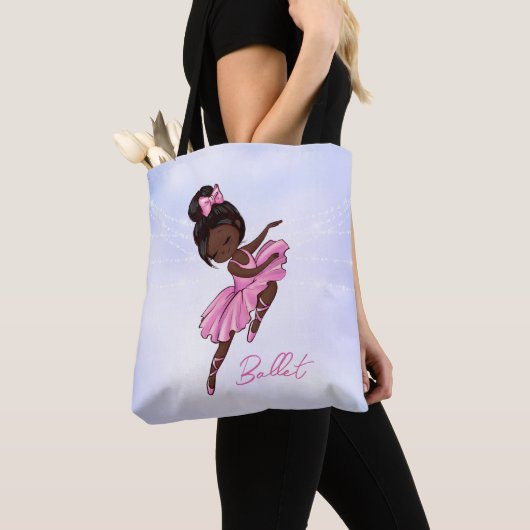 Afrikaanse Amerika Ballerina Paarse Ballet Dance Tote Bag (Dichtbij)
