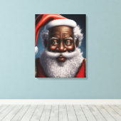 Afrikaanse Amerikaan, zwarte kerstman Canvas Afdruk (Insitu (Houten vloer))