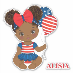 Afrikaanse Amerikaans kindermeisje met patriottisc Sticker