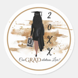 Afrikaanse Amerikaanse Afstuderen Invitation (Lt S Ronde Sticker