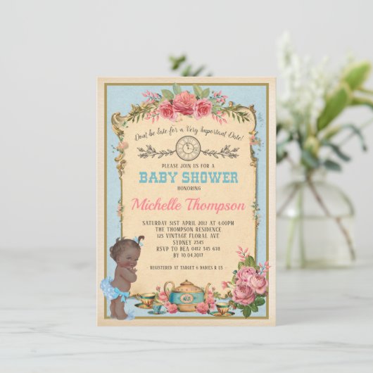 Afrikaanse Amerikaanse Alice in Wonderland Baby Te Kaart (Staand voorkant)