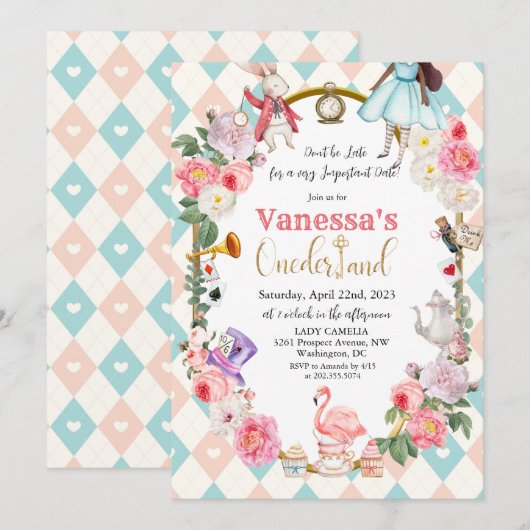 Afrikaanse Amerikaanse Alice in Wonderland Uitnodi Kaart (Voorkant / Achterkant)