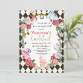 Afrikaanse Amerikaanse Alice in Wonderland Uitnodi Kaart (Staand voorkant)