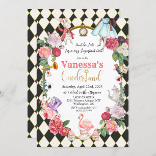 Afrikaanse Amerikaanse Alice in Wonderland Uitnodi Kaart