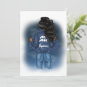 Afrikaanse Amerikaanse Aquarius Zodiac Sign Birthd Kaart (Staand voorkant)