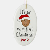 Afrikaanse Amerikaanse Baby 1e kerstversiering Keramisch Ornament (Rechts)