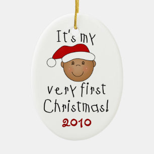 Afrikaanse Amerikaanse Baby 1e kerstversiering Keramisch Ornament