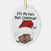 Afrikaanse Amerikaanse Baby 1e kerstversiering Keramisch Ornament (Rechts)