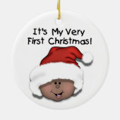 Afrikaanse Amerikaanse Baby 1e kerstversiering Keramisch Ornament (Achterkant)