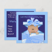 AFRIKAANSE AMERIKAANSE BABY BOY SHOWER INVITATION KAART (Voorkant / Achterkant)