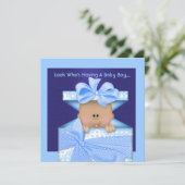 AFRIKAANSE AMERIKAANSE BABY BOY SHOWER INVITATION KAART (Staand voorkant)