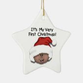 Afrikaanse Amerikaanse Baby eerste kerstversiering Keramisch Ornament (Rechts)
