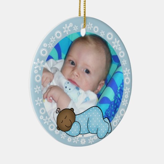 Afrikaanse Amerikaanse Baby eerste kerstversiering Keramisch Ornament (Rechts)