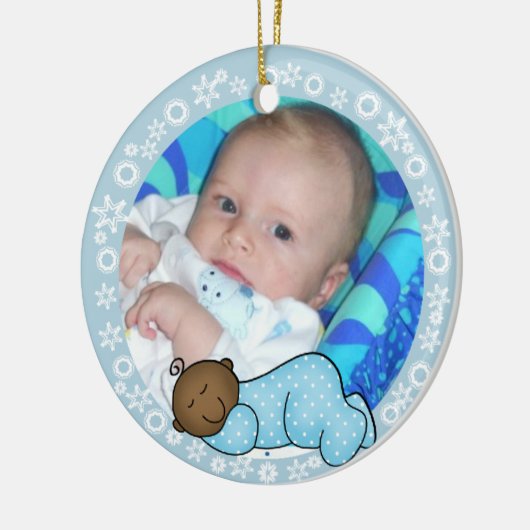Afrikaanse Amerikaanse Baby eerste kerstversiering Keramisch Ornament (Links)