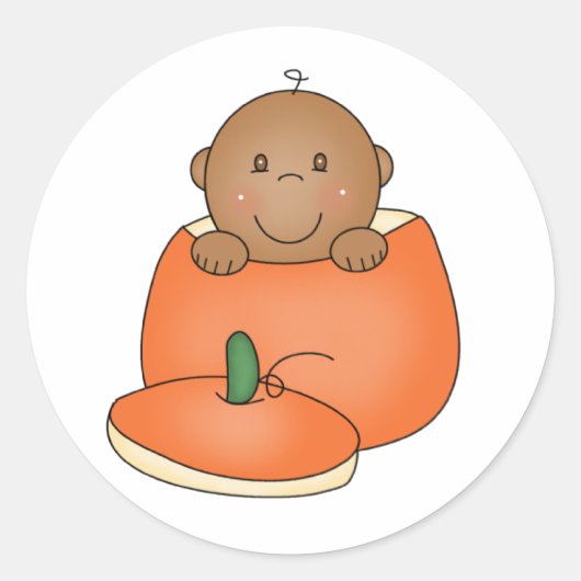 Afrikaanse Amerikaanse Baby in Pumpkin Ronde Sticker (Voorkant)