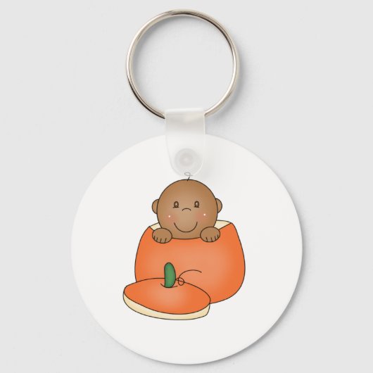 Afrikaanse Amerikaanse Baby in Pumpkin Sleutelhanger (Voorkant)