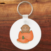 Afrikaanse Amerikaanse Baby in Pumpkin Sleutelhanger (Voorkant)