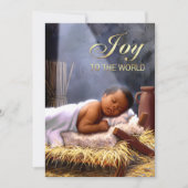 Afrikaanse Amerikaanse Baby Jesus Flat Kerstmis Ka Feestdagenkaart (Voorkant)